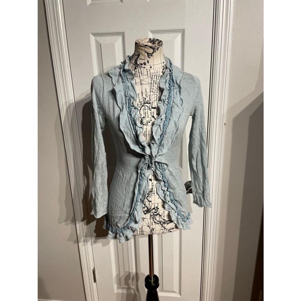 Guinevere Ruffle Coastal Cottage Pastel Breathable eyelet layer blue sweater M